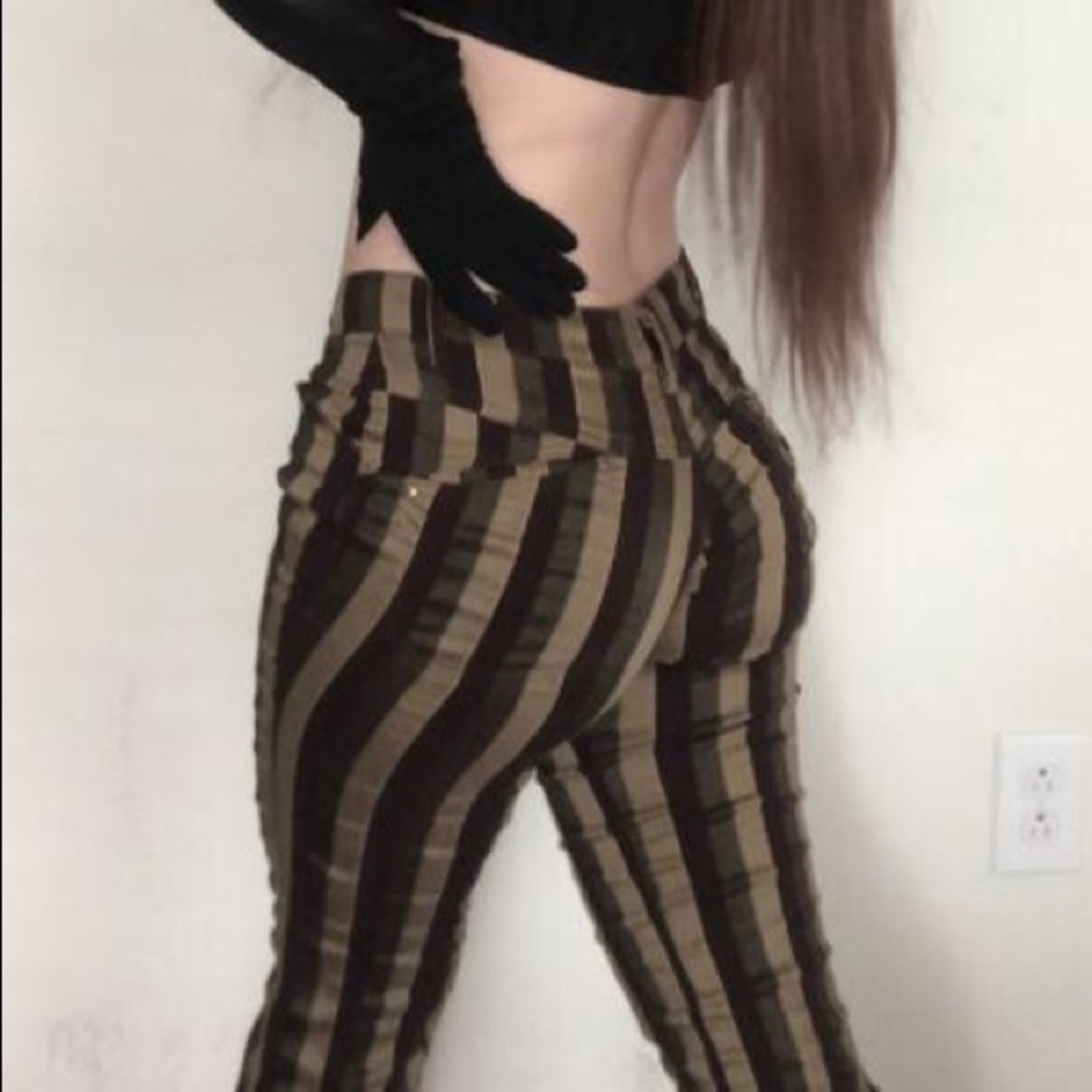 Vintage grunge striped pants low rise flare